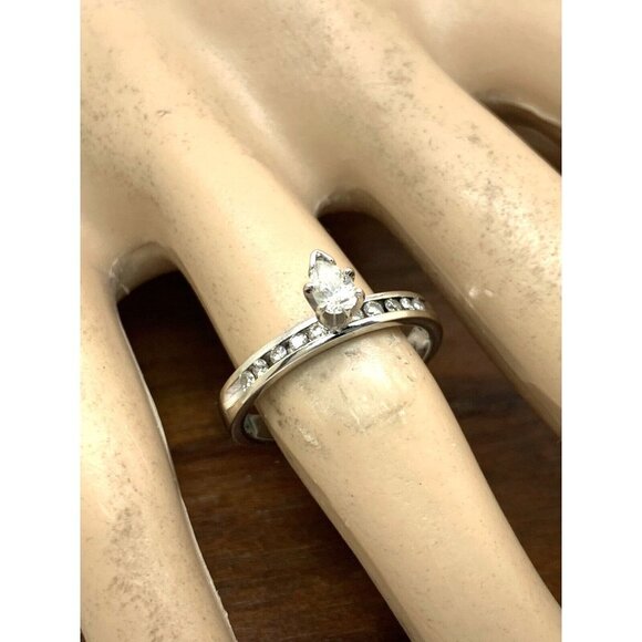 Engagement Ring Diamond 0.50ctw Pear Shape Center 14k White Gold Women\'s… main image 8